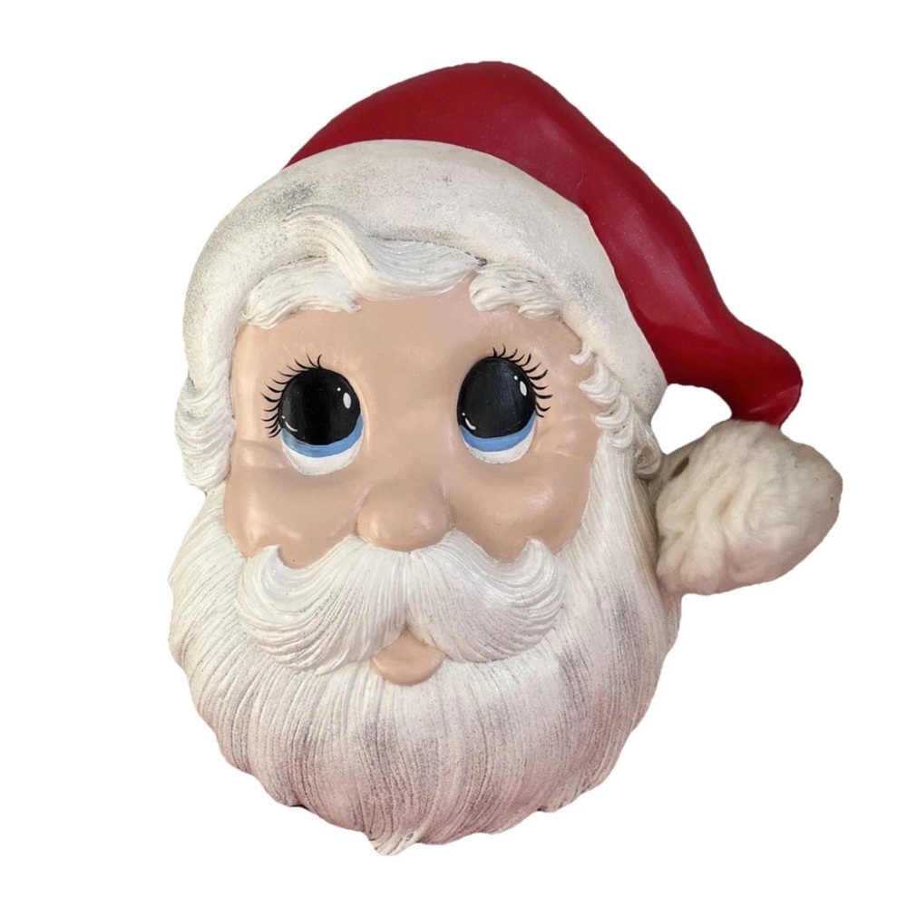 Vintage‎ Ceramic Santa Claus Hand Painted Face Mold 3D Christmas Wall Plate